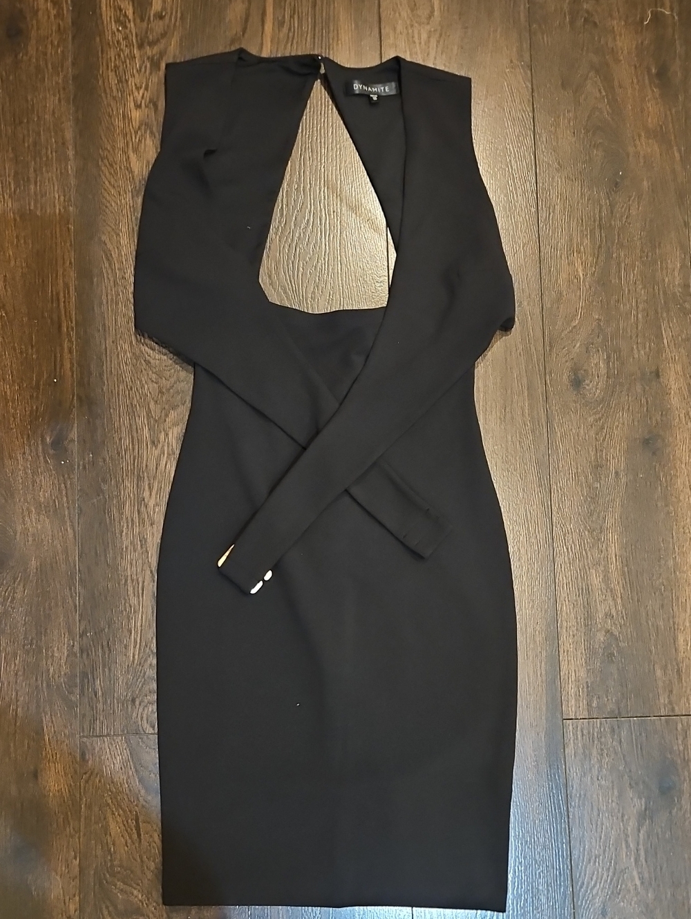Dynamite Black Backless Bodycon Dress with Front Cutout